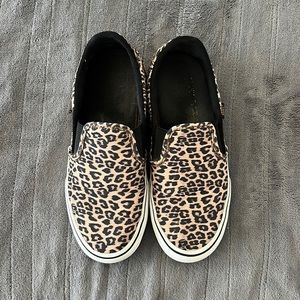 Vans leopard slip on shoes.
